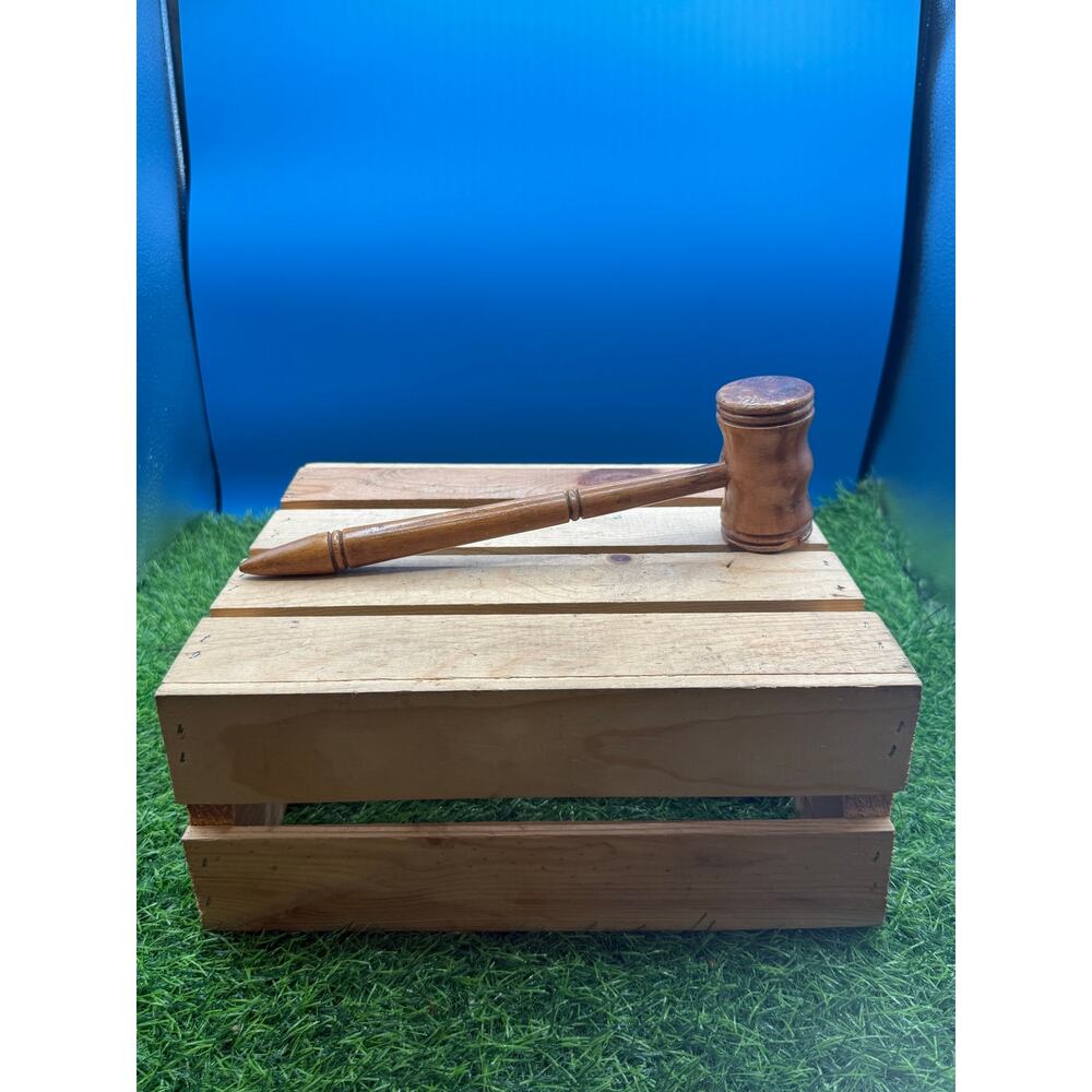 Vintage Hand-Turned Wooden Gavel - 12" Legal/Auction Mallet